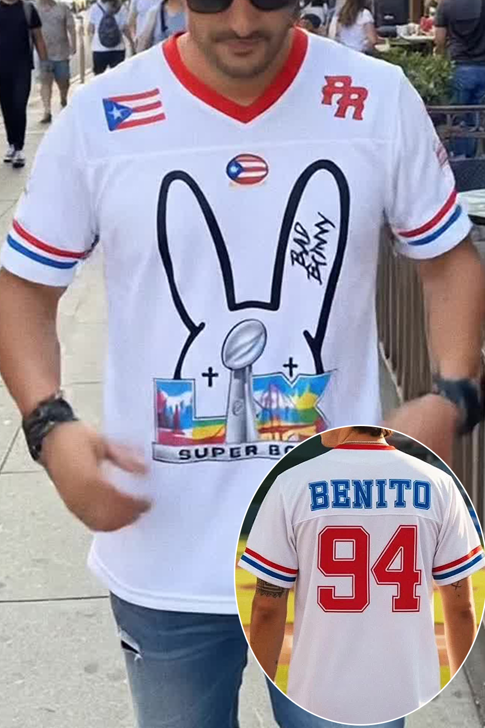 Bunny Ears Bad Bunny🏈 Benito Football Jersey