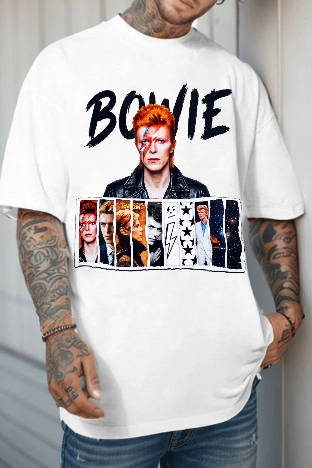 David Bowie Album Poster Crewneck Short-Sleeve T-Shirt