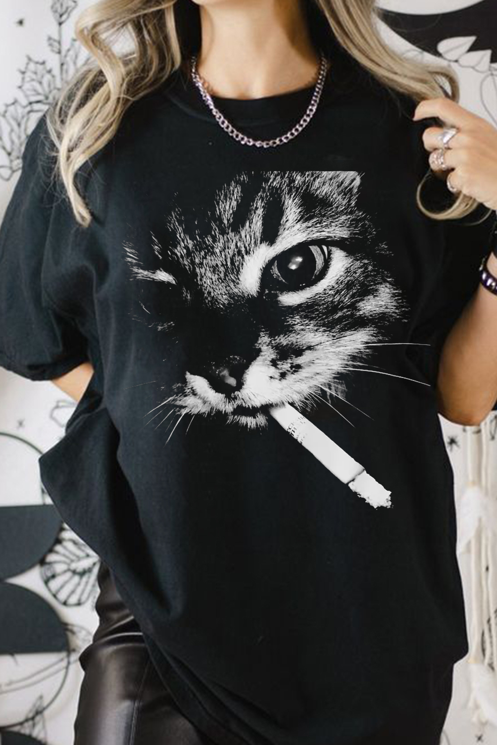 Smoking Cat Graphic Tee