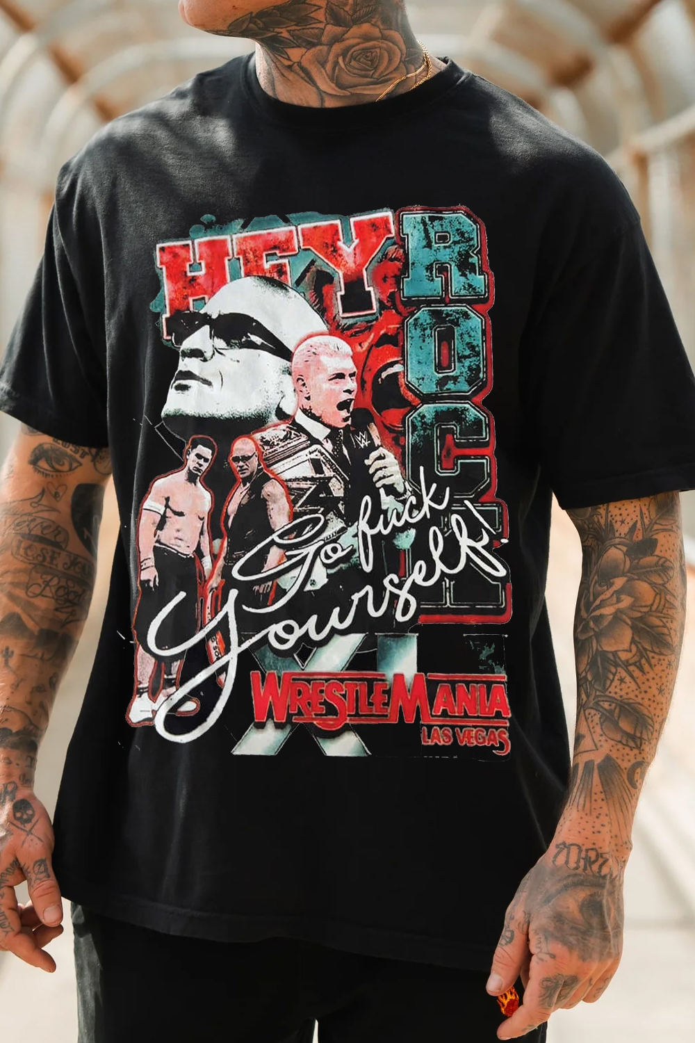 Hey rock!!! wrestling t-shirt