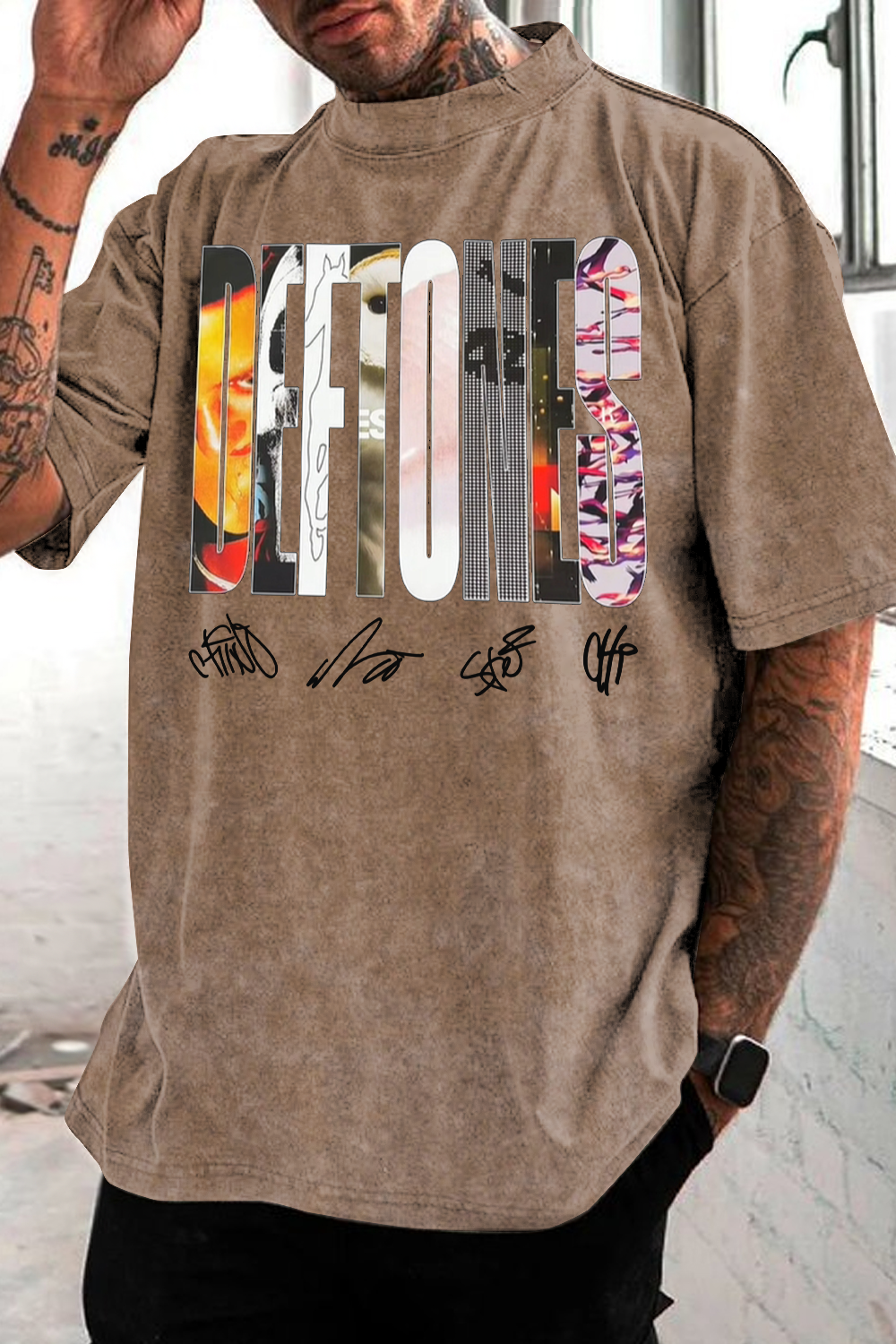 DEFTONES FANS washed cotton printed short-sleeved T-shirt