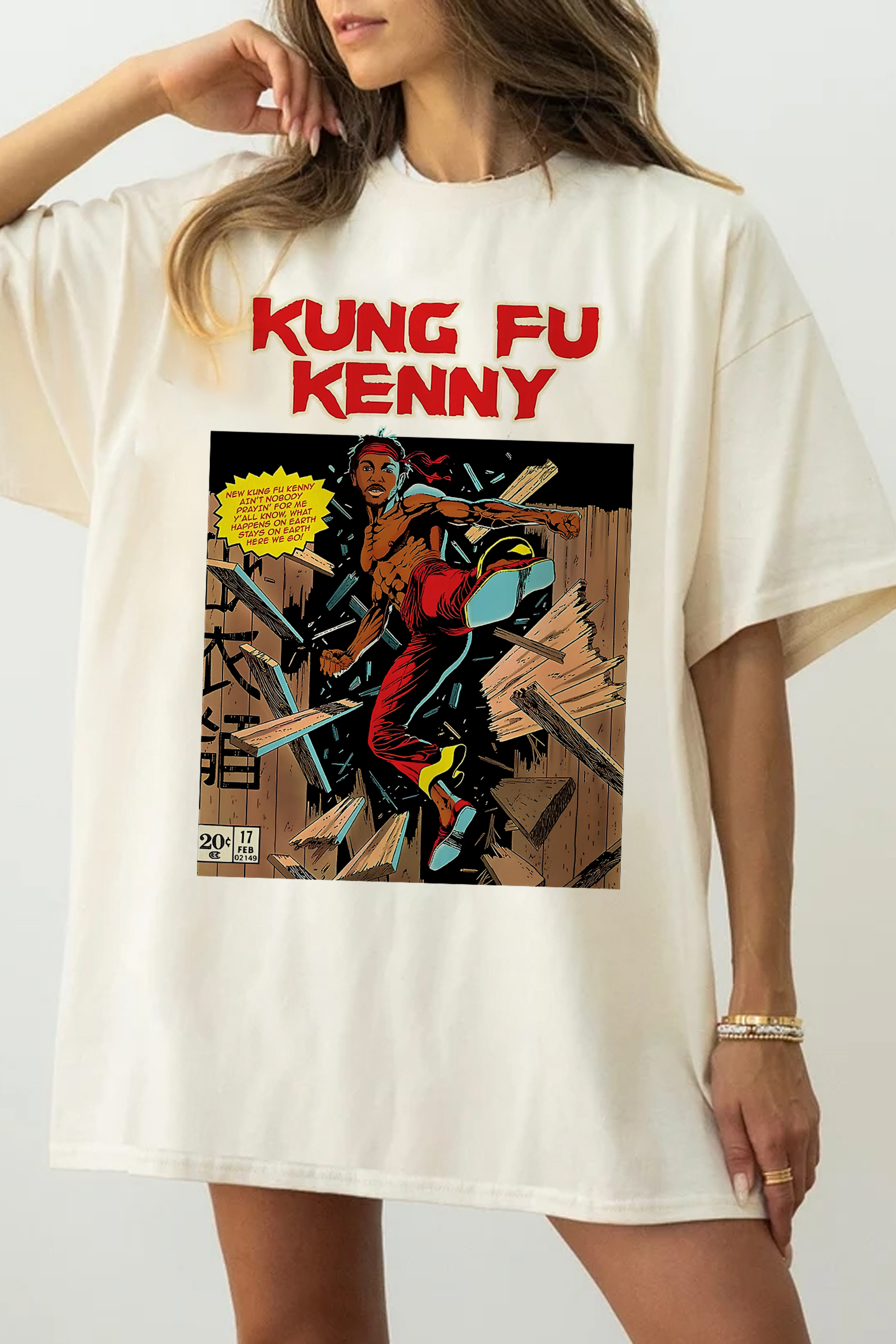 Kendrick Lamar Inspired Kung Fu  Vintage 90's Comic Style Tee For Women