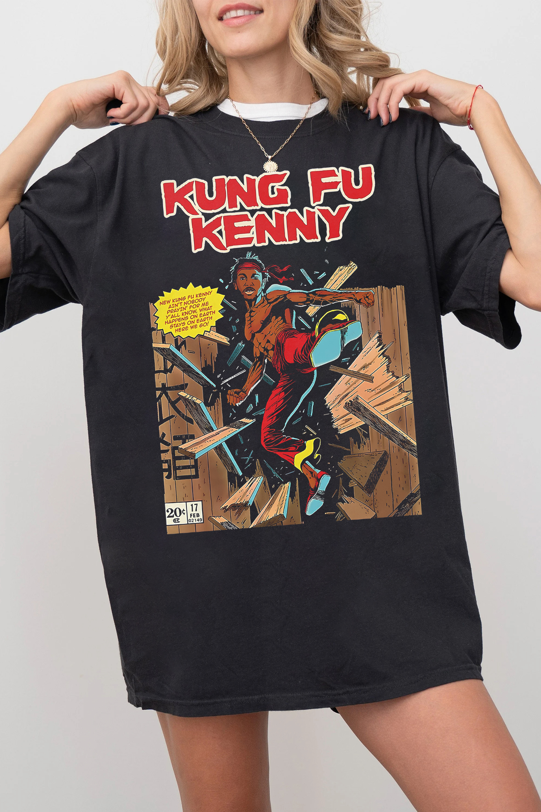 Kendrick Lamar Inspired Kung Fu  Vintage 90's Comic Style Tee For Women