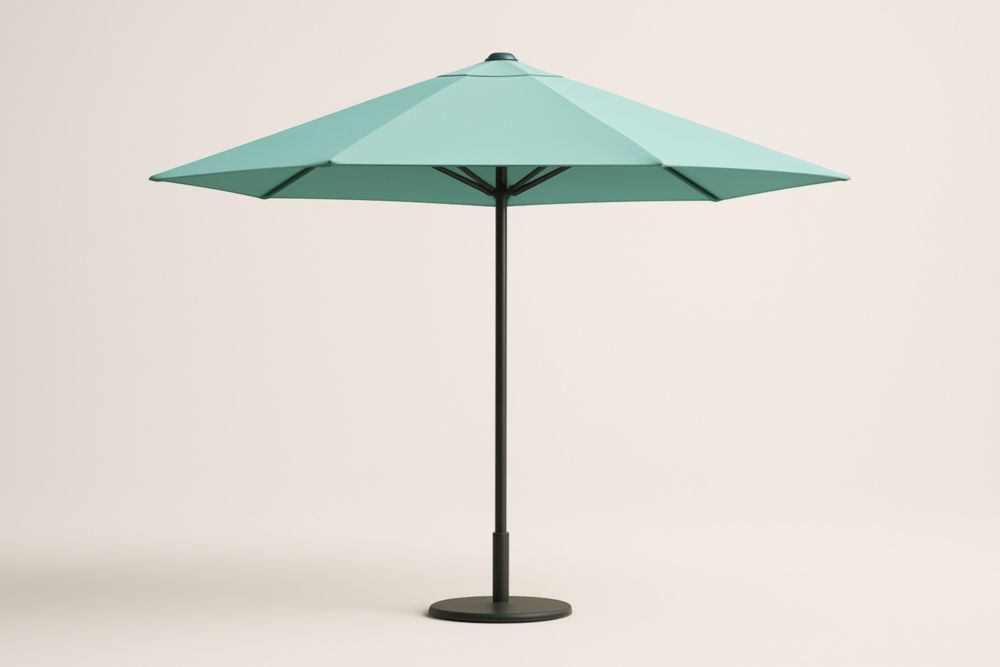 Parasol de Jardin Compact Rond en Aluminium et Polyester Vert