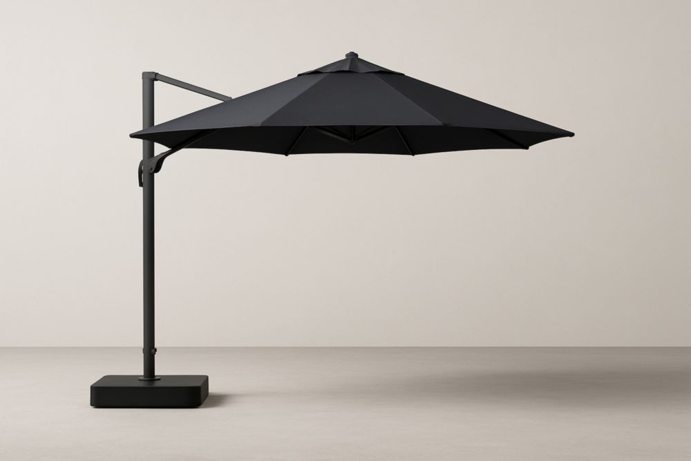 Parasol déporté rond aluminium polyester Noir 300cm