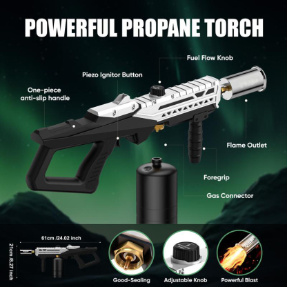 Kitchen Torch, Powerful Propane Torch for Steak Searing, Adjustable Culinary Torch for Home Baking Supplies, Campfire Starter, Multi-functional BBQ Torch for Creme Brule, Christmas & New Year Gift Ideas(Tank Not Included)