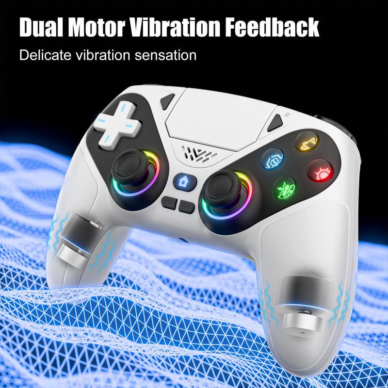 HolidayHaul Anti-Drift Calibration Guide Christmas Gift Wireless Gaming Controller Pro for PS5 with LED RGB Light– Compatible with Playstation 5,Dual Vibration, Motion Sensing, Programmable Buttons & 1000mAh Fast-Charging Battery