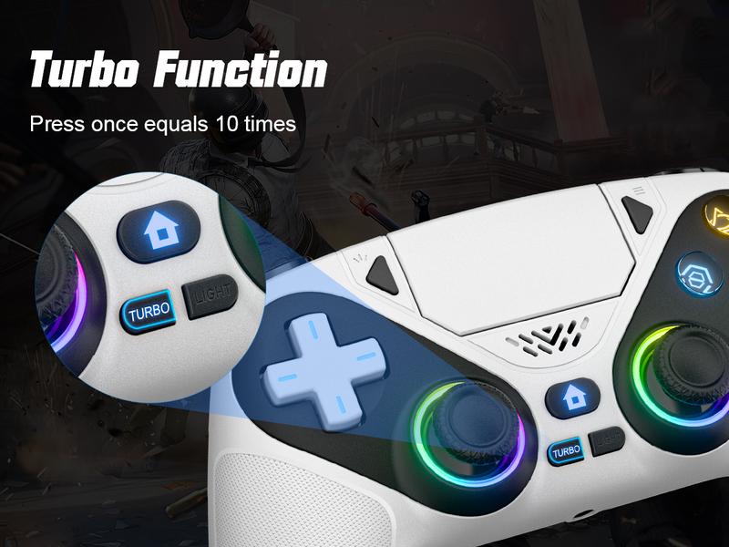 HolidayHaul Anti-Drift Calibration Guide Christmas Gift Wireless Gaming Controller Pro for PS5 with LED RGB Light&ndash; Compatible with Playstation 5,Dual Vibration, Motion Sensing, Programmable Buttons & 1000mAh Fast-Charging Battery