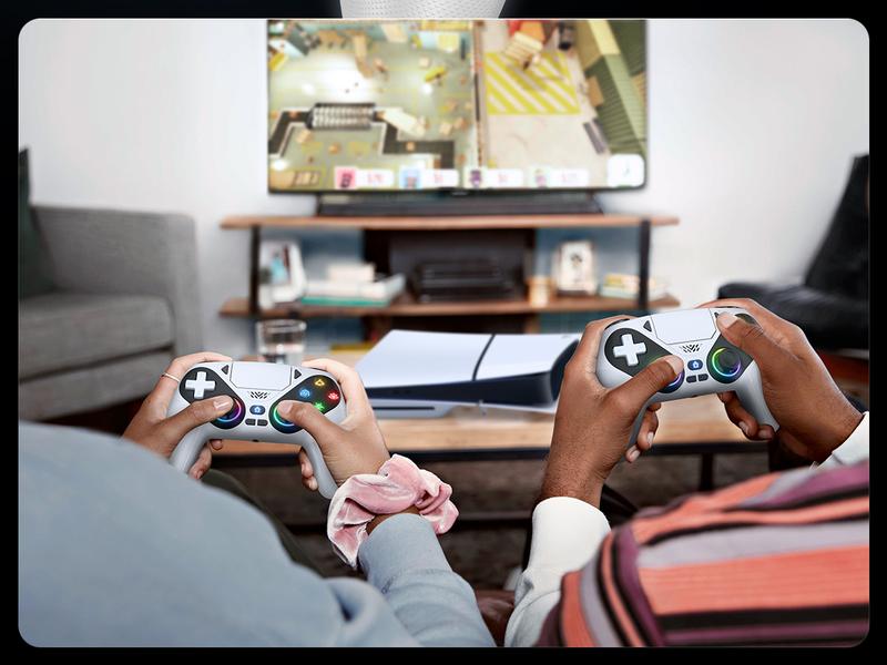 HolidayHaul Anti-Drift Calibration Guide Christmas Gift Wireless Gaming Controller Pro for PS5 with LED RGB Light&ndash; Compatible with Playstation 5,Dual Vibration, Motion Sensing, Programmable Buttons & 1000mAh Fast-Charging Battery