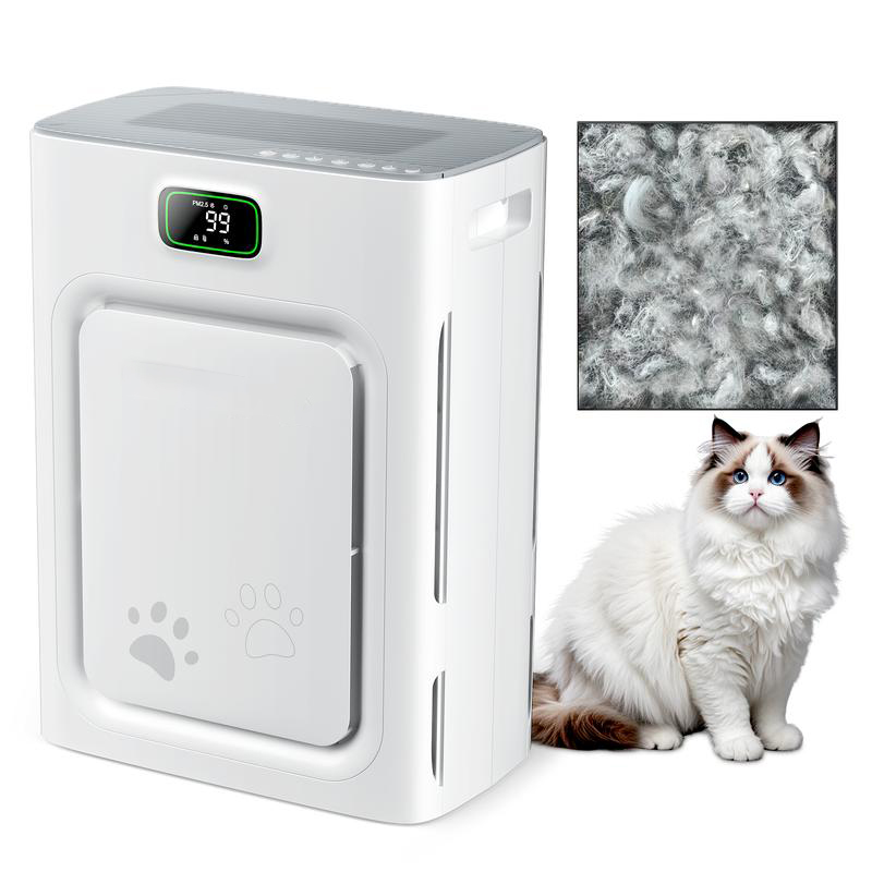 【2026 New Arrivals】P358 Pet Air Purifier for Home Large Room up to 2000 sq ft, H13 HEPA Double-Sided Air Filter, Air Cleaner for Pet Hair Dander Odor Allergies Pollutant, PM2.5 Air Quality Monitor, Auto Mode, 5 Speeds