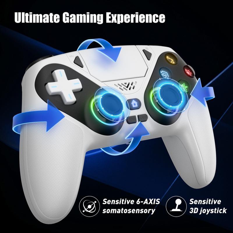 HolidayHaul Anti-Drift Calibration Guide Christmas Gift Wireless Gaming Controller Pro for PS5 with LED RGB Light– Compatible with Playstation 5,Dual Vibration, Motion Sensing, Programmable Buttons & 1000mAh Fast-Charging Battery