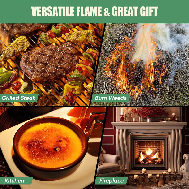 Kitchen Torch, Powerful Propane Torch for Steak Searing, Adjustable Culinary Torch for Home Baking Supplies, Campfire Starter, Multi-functional BBQ Torch for Creme Brule, Christmas & New Year Gift Ideas(Tank Not Included)