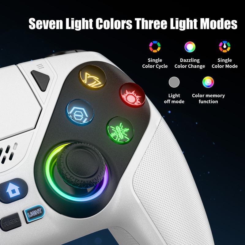 HolidayHaul Anti-Drift Calibration Guide Christmas Gift Wireless Gaming Controller Pro for PS5 with LED RGB Light– Compatible with Playstation 5,Dual Vibration, Motion Sensing, Programmable Buttons & 1000mAh Fast-Charging Battery