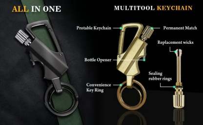 🔥Permanent Match Infinity Lighter with Multitool Keychain Bottle Opener