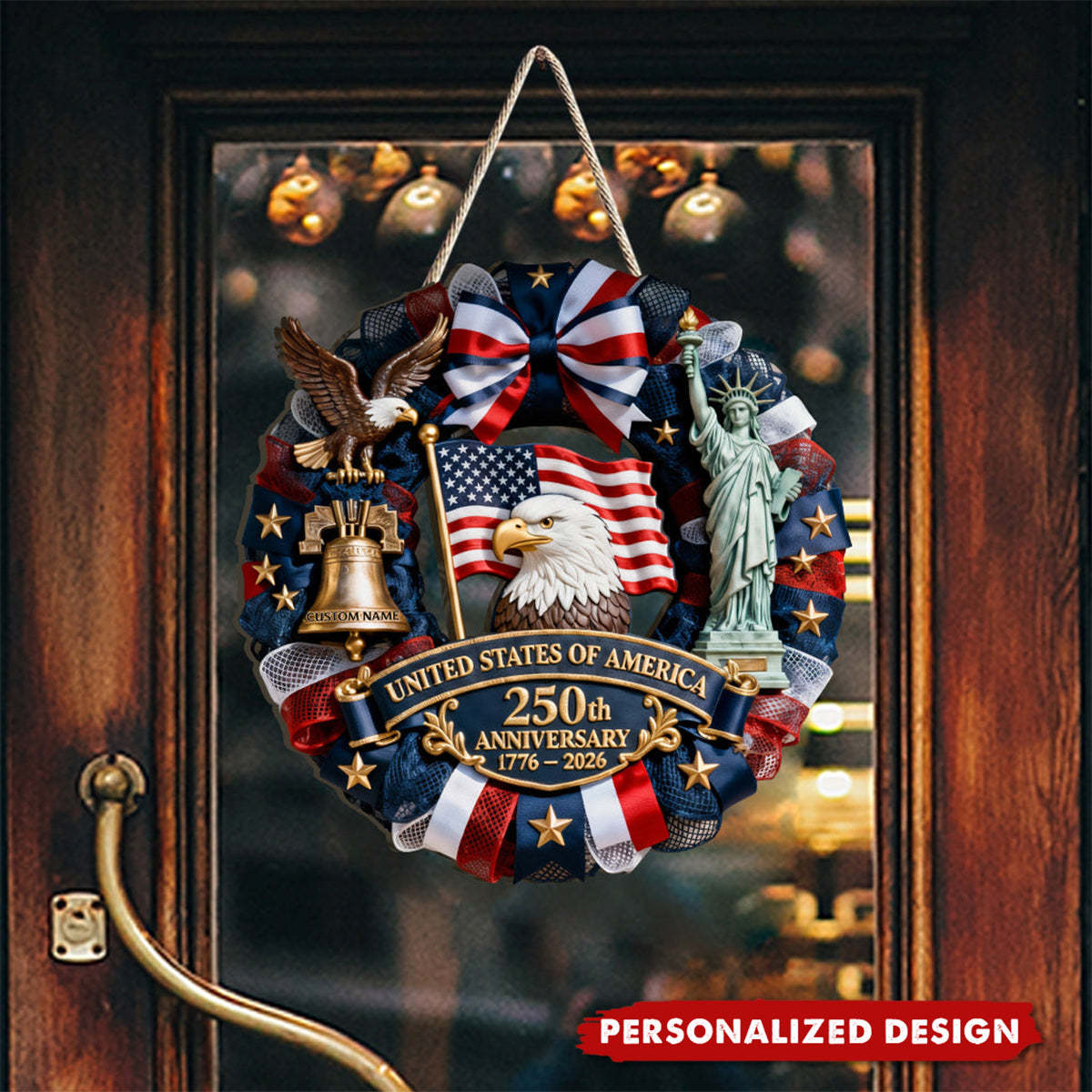US 250th Anniversary-Personalized Patriot Wood Sign