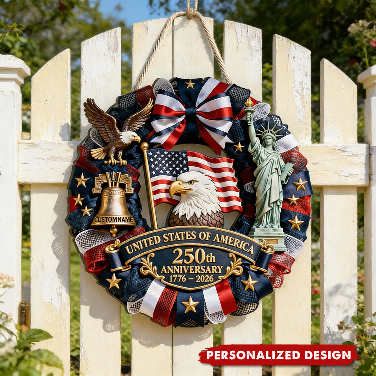US 250th Anniversary-Personalized Patriot Wood Sign