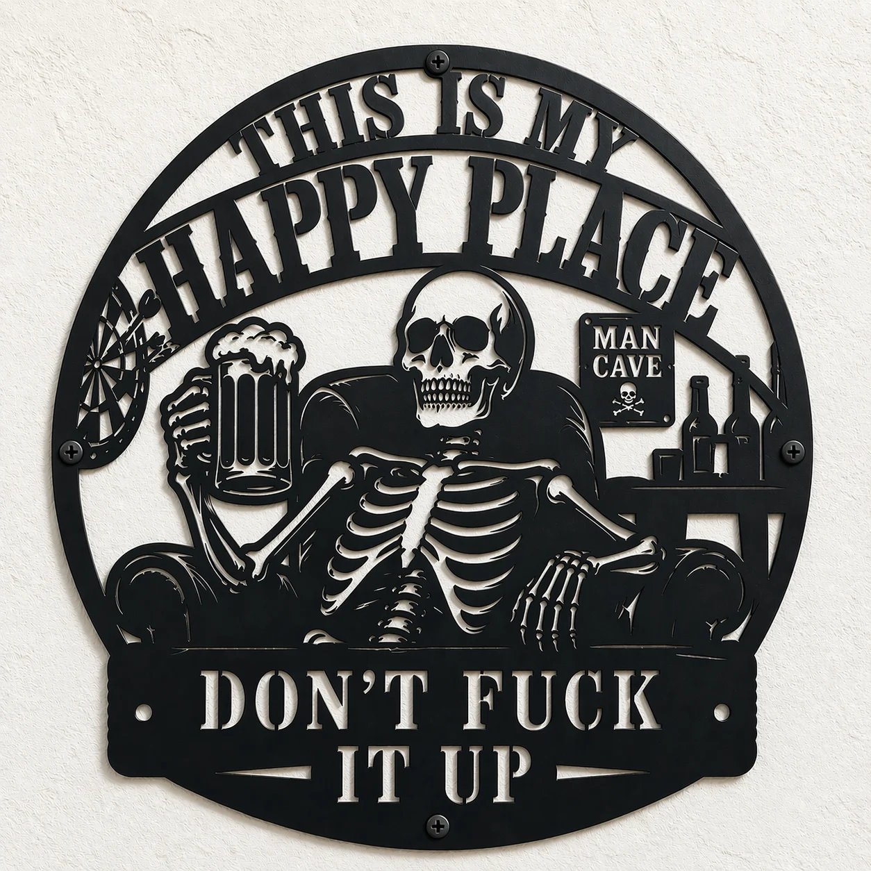 💀🍺"This Is My Happy Place" Funny Man Cave Decor