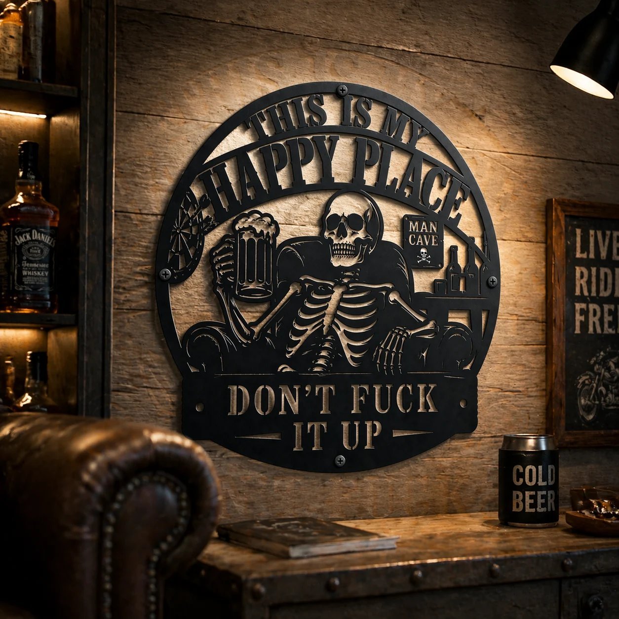 💀🍺"This Is My Happy Place" Funny Man Cave Decor