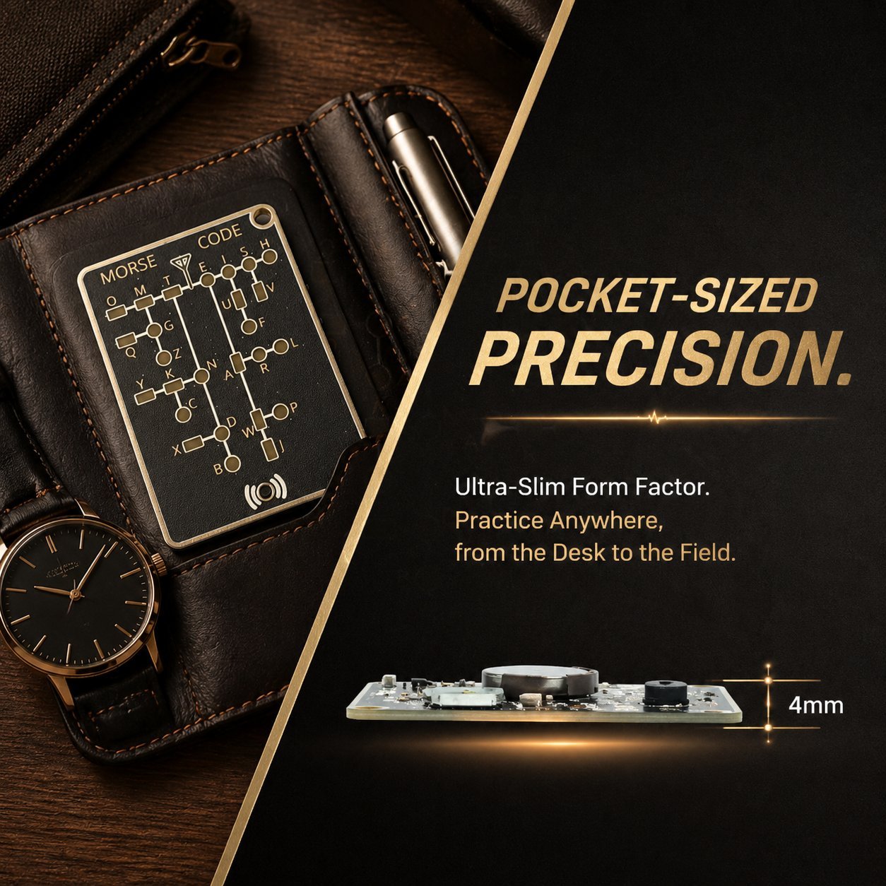 📟 Morse Code Trainer Card Pro (LED Edition)