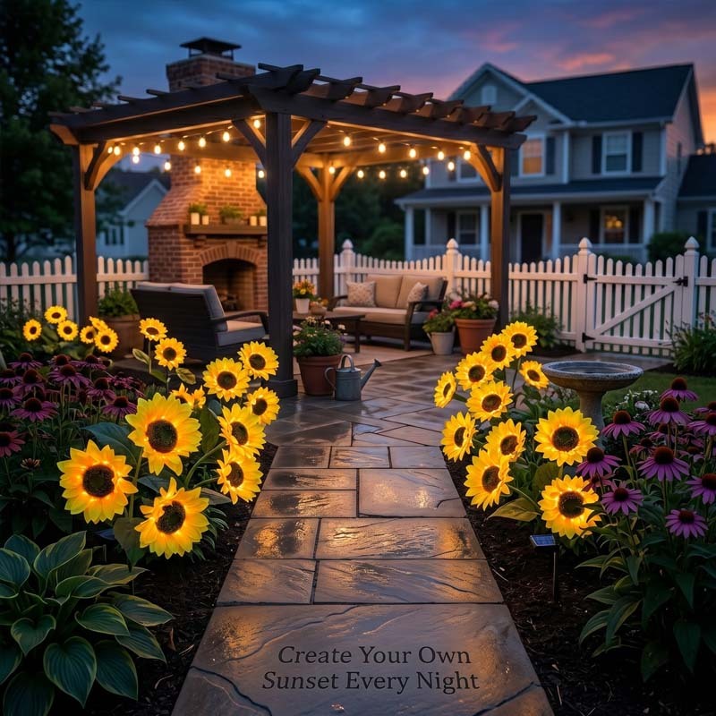 🌻 65K+ SOLD! 2026 UPGRADED Solar Sunflowers – Hyper-Realistic Petals, Stunning Shadow Projections & Dusk-to-Dawn Garden Magic 🌻