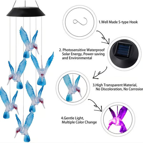 🦋Enhance Your Garden✨Creative Bird Design Solar Wind Chimes