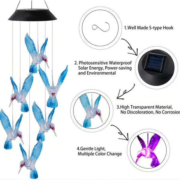🦋Enhance Your Garden✨Creative Bird Design Solar Wind Chimes