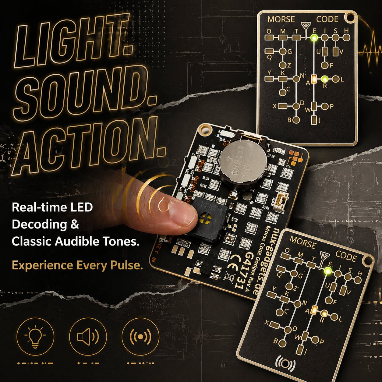 📟 Morse Code Trainer Card Pro (LED Edition)