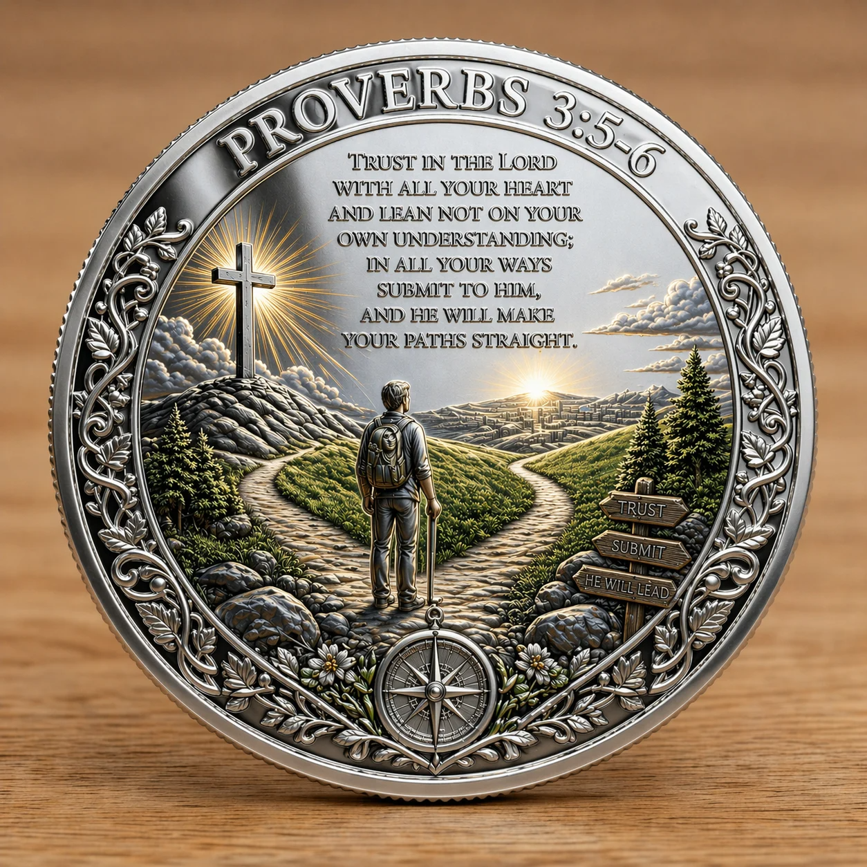 “Trust in the Lord” Proverbs 3:5–6 Faith Coin — A Powerful Reminder That He Will Guide Your Path ✝️