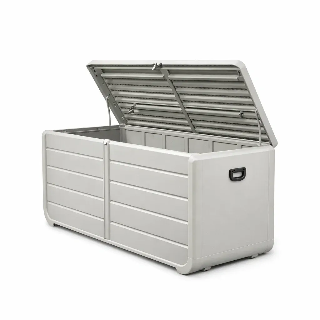 Cassapanca da Esterno in Polipropilene Grigio Chiaro 120x60x63 cm-ELITEFURNZ