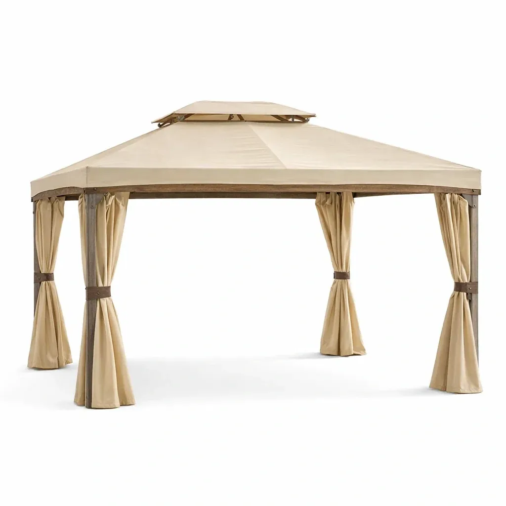 Gazebo da Giardino in Poliestere e Acciaio Beige-ELITEFURNZ