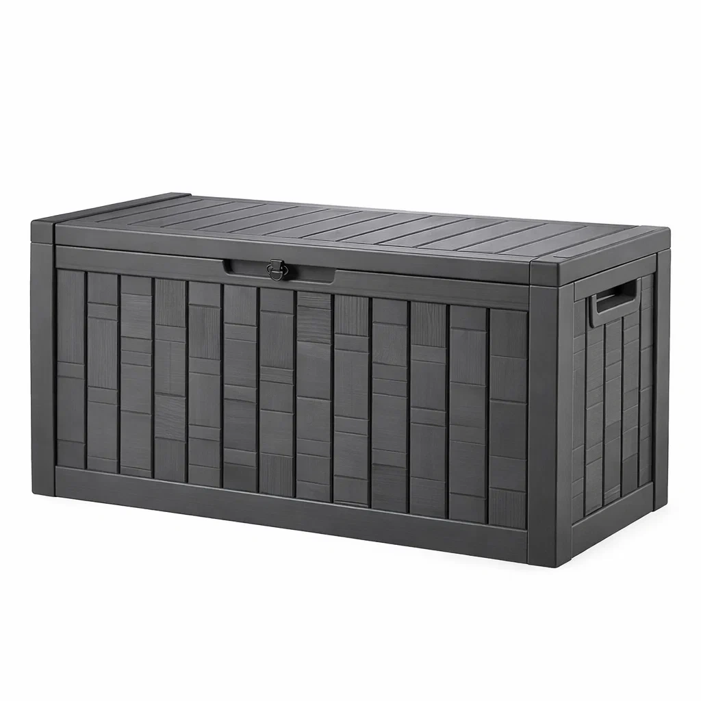 Baule da Giardino in Plastica 120x45x57 cm Grigio-ELITEFURNZ