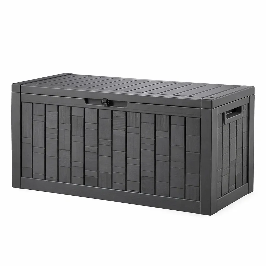 Baule da Giardino in Plastica 120x45x57 cm Grigio-ELITEFURNZ