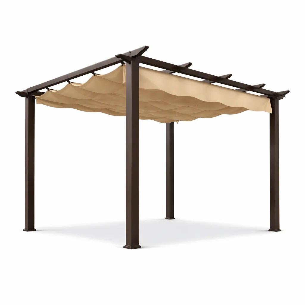 Pergola da Giardino in Alluminio con Tettuccio in Poliestere Beige-ELITEFURNZ