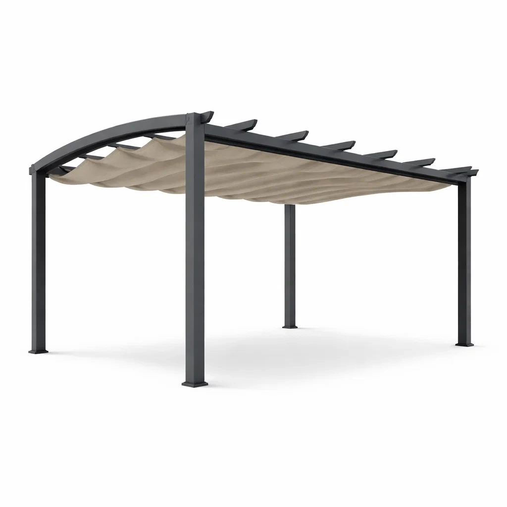 Pergola da Giardino in Alluminio e Tessuto Beige-ELITEFURNZ