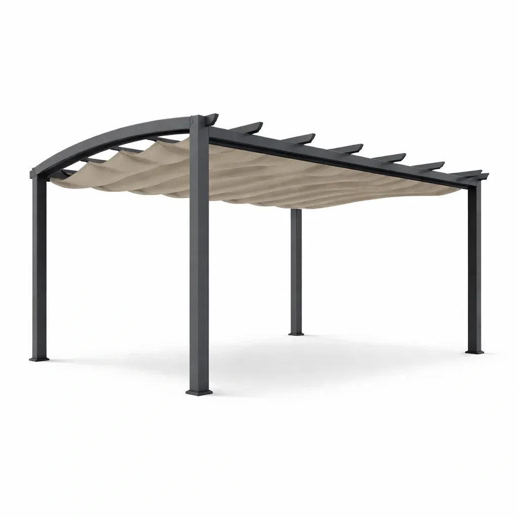 Pergola da Giardino in Alluminio e Tessuto Beige-ELITEFURNZ