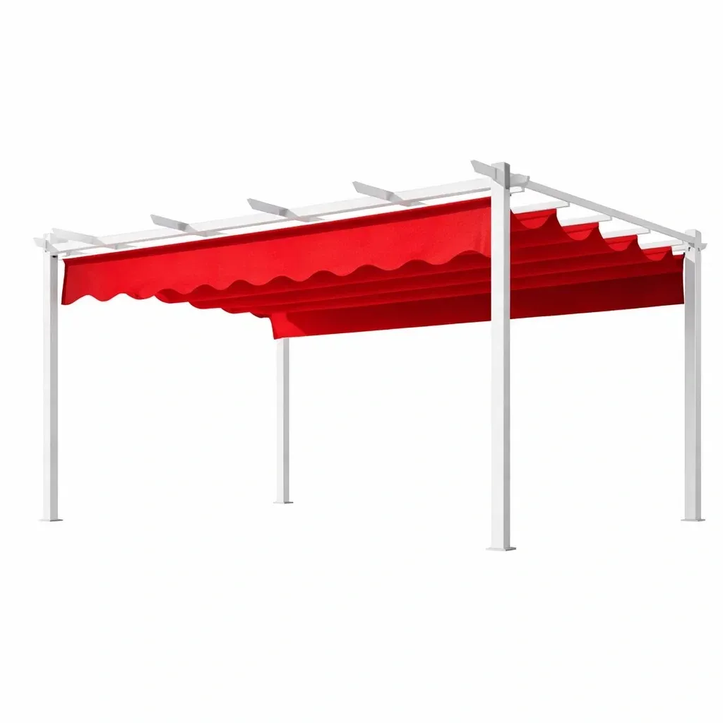 Pergolato in Alluminio con Tenda Retrattile Rossa-ELITEFURNZ
