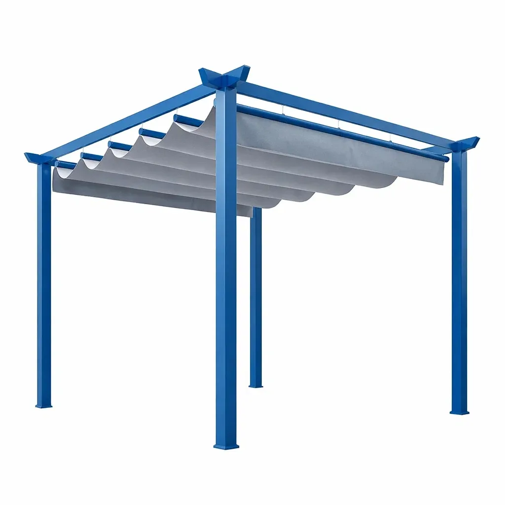 Pergola in Alluminio con Tetto in Poliestere Grigio-ELITEFURNZ