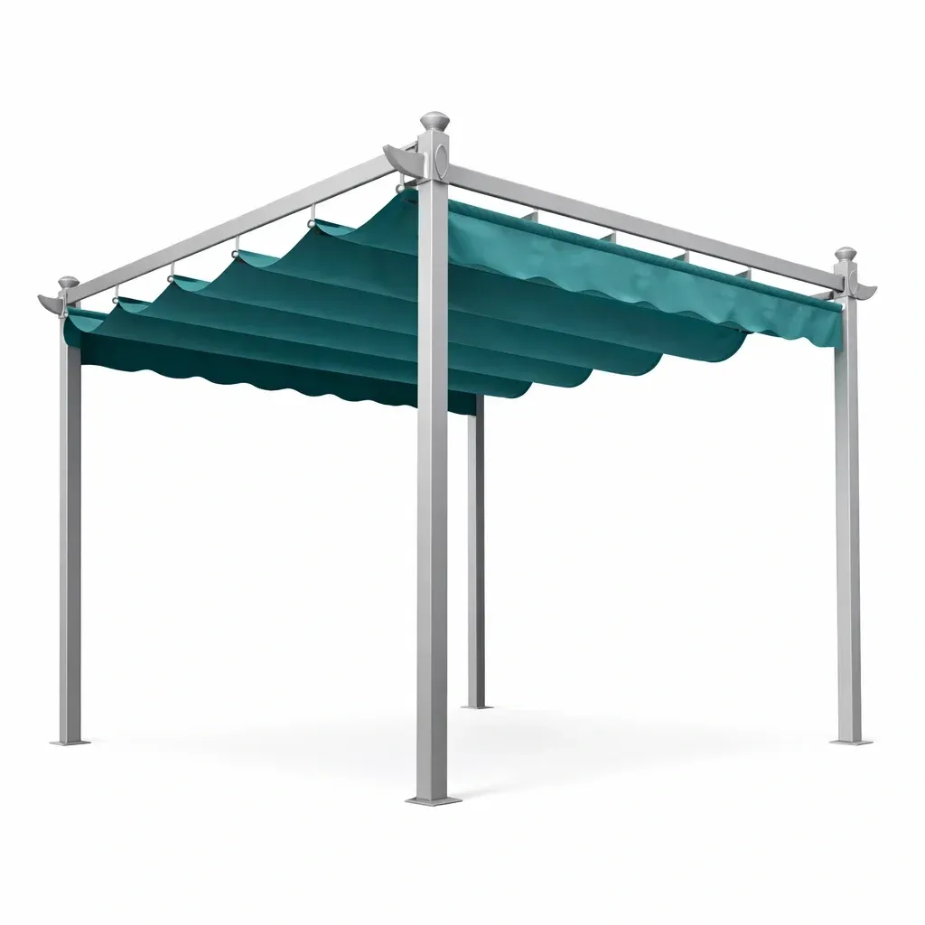 Pergola in Alluminio con Copertura in Poliestere 300x300x220 cm-ELITEFURNZ
