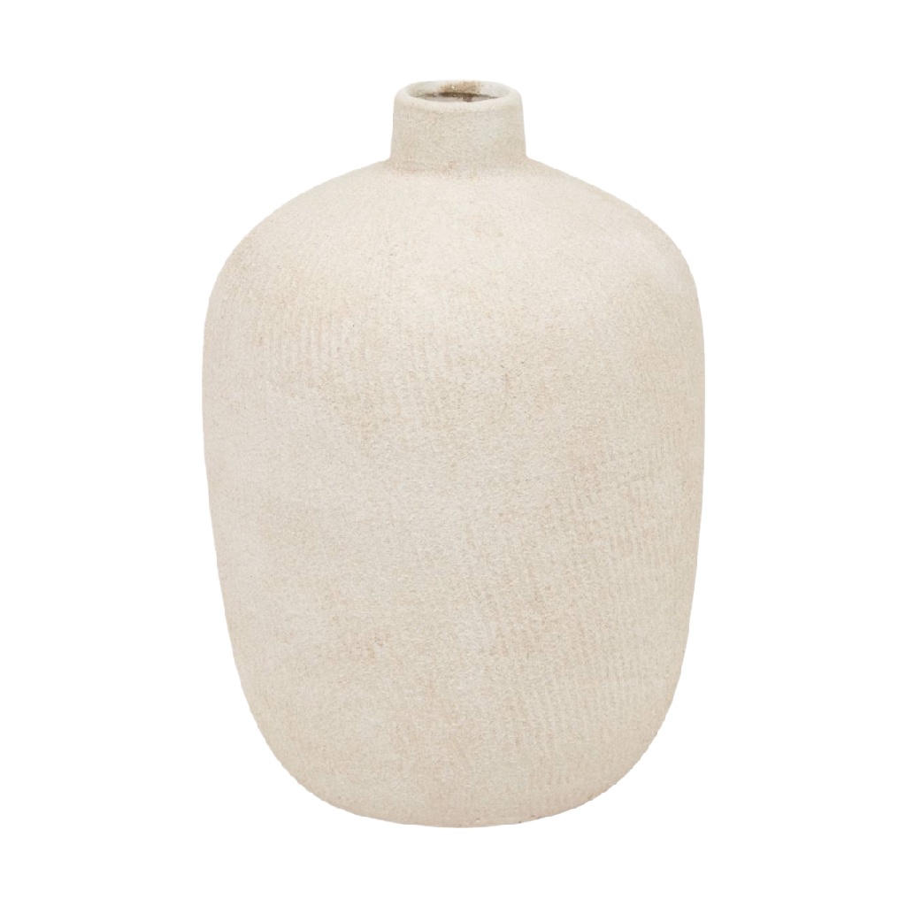 Beige Matte Ceramic Vase, Rounded Minimalist Shape-natashahinson.shop