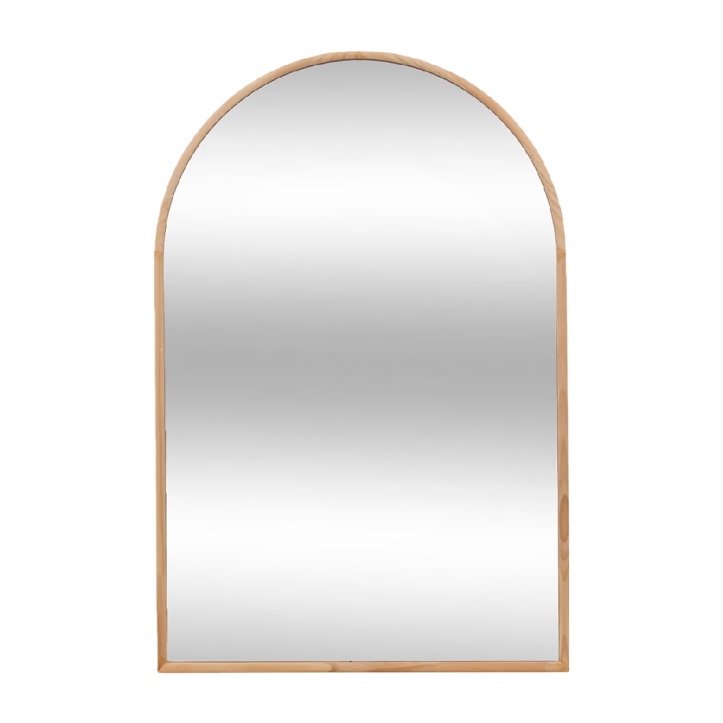 Arched Wooden Wall Mirror, Classic Rectangular Base-natashahinson.shop