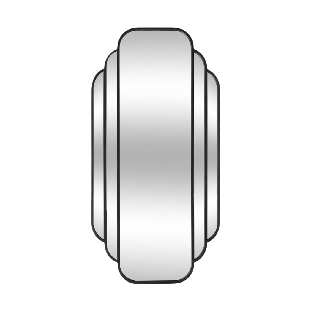 Black Art Deco Wall Mirror, Layered Vertical Design-natashahinson.shop