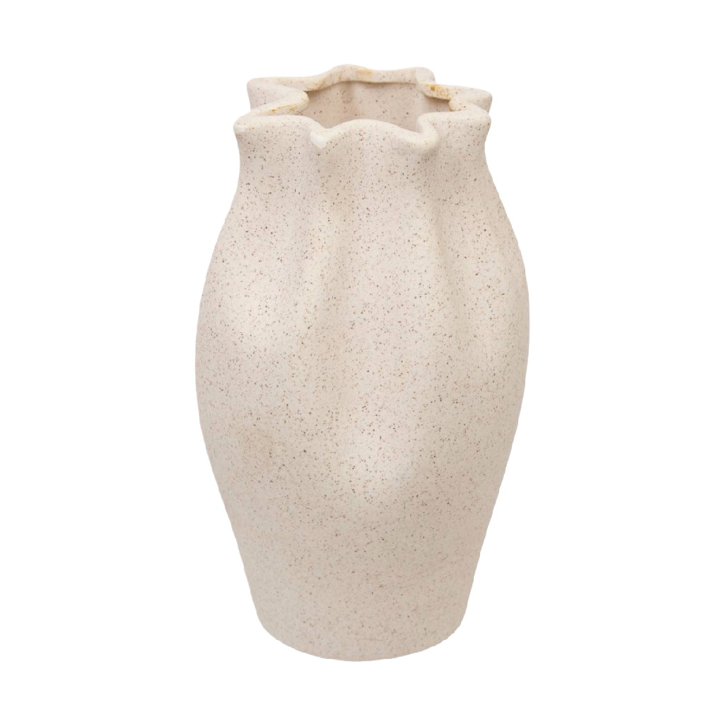 Beige Speckled Ceramic Vase, Tall Rounded Shape-nancyangel.shop