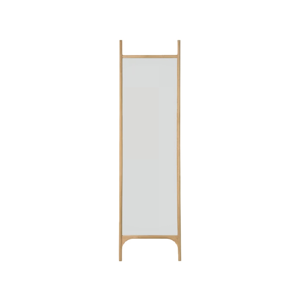 Espejo rectangular vertical de pared con estructura de madera tipo bastidor (63 × 18 in)-nancyangel.shop