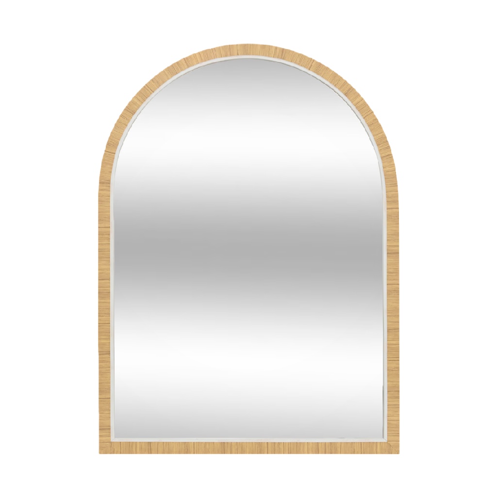 Arched Wooden Wall Mirror with Bamboo Texture-nancyangel.shop
