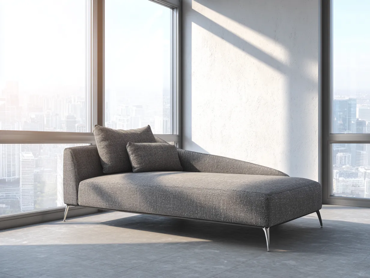 Chaise longue-tissu-métal-182x74x80 cm-gris clair-style moderne-Homigoden