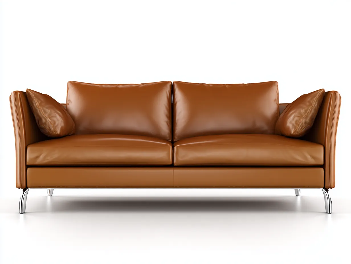 Canapé 3 places-cuir-métal-218x94x82 cm-marron-design moderne-Homigoden