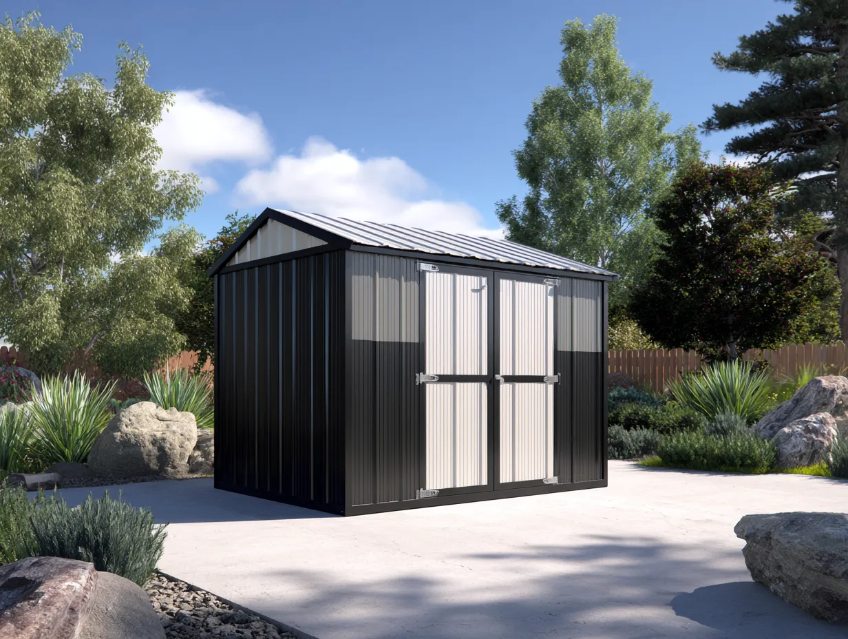 Abri de jardin - métal - 248x166x198 cm - gris-noir - design contemporain-Homigoden