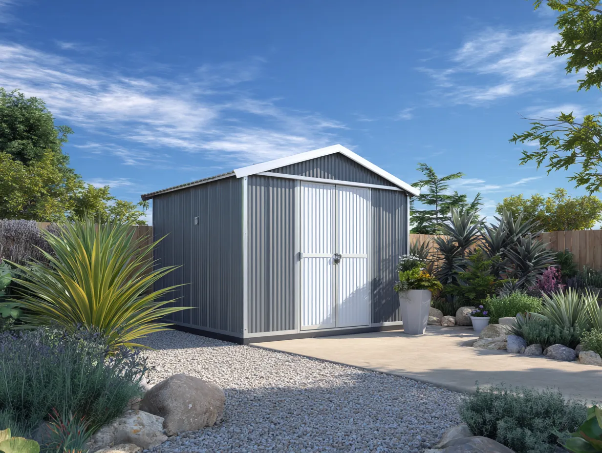 Abri de jardin - métal - 262x178x205 cm - gris-blanc - design moderne-Homigoden