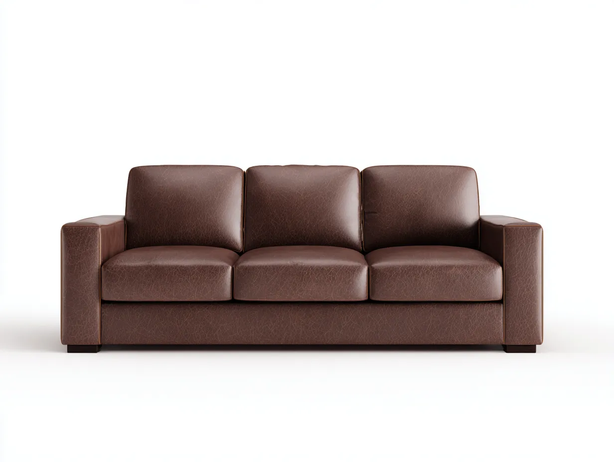 Canapé 3 places-cuir-228x98x80 cm-marron-style contemporain-Homigoden