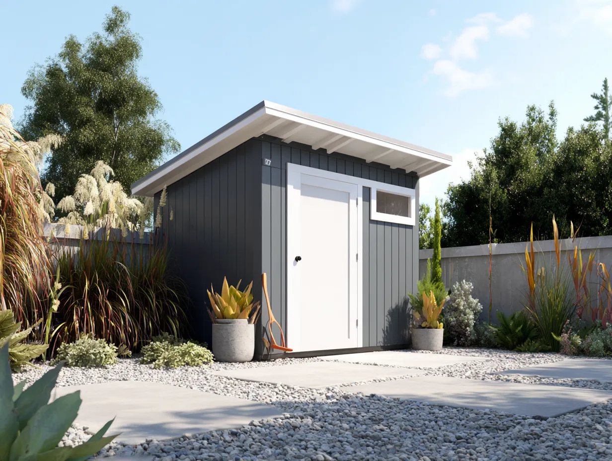 Abri de jardin - bois - 214x142x196 cm - gris-blanc - style contemporain-Homigoden